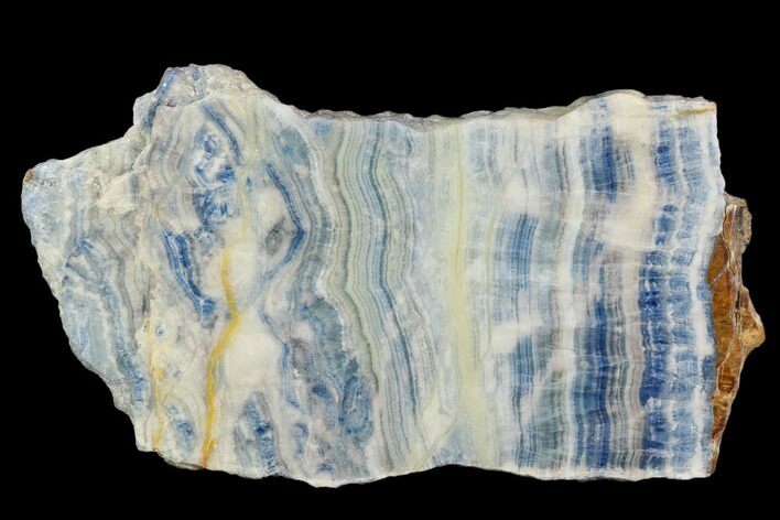 Polished Slab Of Blue Scheelite In Calcite - Erzurum, Turkey #129083